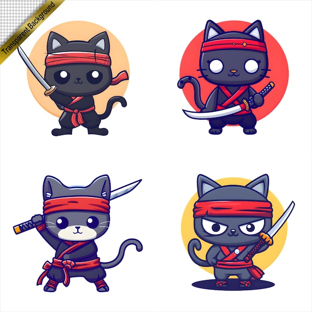 PSD a cat with a bow and a sword in his hand