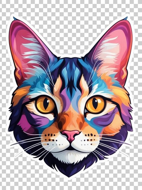 PSD a cat with a colorful face is shown on a white background