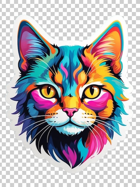 PSD a cat with a colorful face is shown on a white background