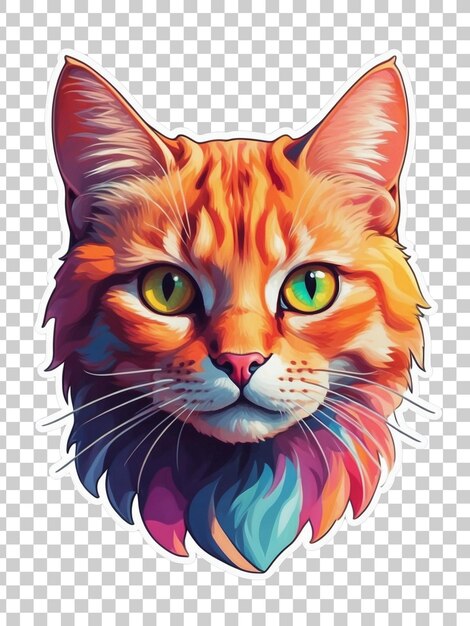 a cat with a colorful face is shown on a white background