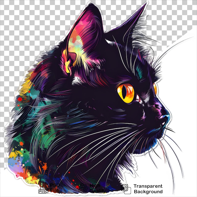 PSD a cat with a colorful face and the words quot cat quot on it