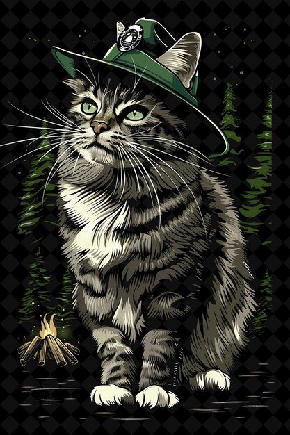 a cat with a hat on its head sits in a jungle