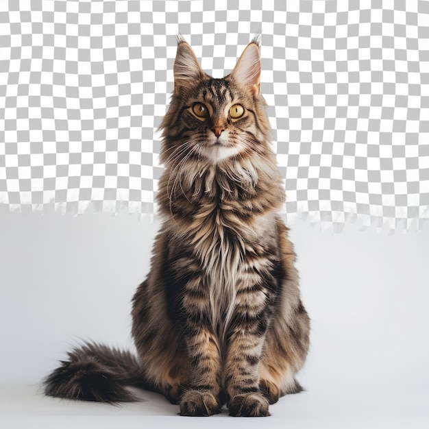 PSD a cat with a long tail sits on a white background