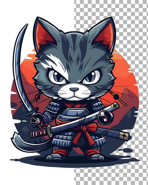 PSD a cat with a sword and a red background