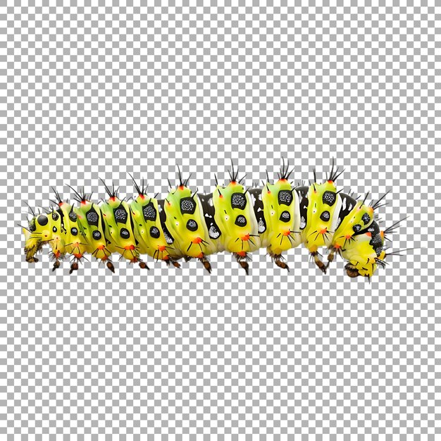 PSD caterpillar on transparent background ai generated