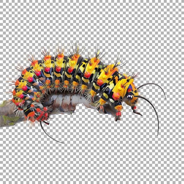 PSD caterpillar on transparent background ai generated