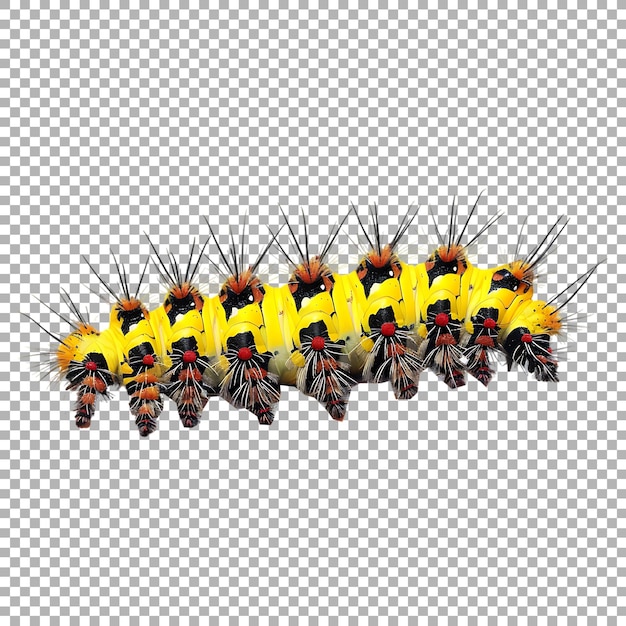 PSD caterpillar on transparent background ai generated