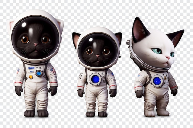 PSD cats sticker cute cartoon space suits