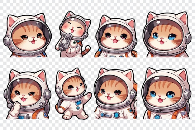 PSD cats sticker cute cartoon space suits