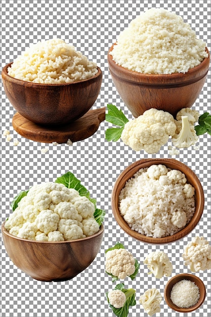 Cauliflower rice Hyperrealistic Isolated PNG with Clear Transparent Background Highly Detailed