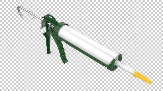 PSD caulk gun isolated on transparent background 3d rendering illustration