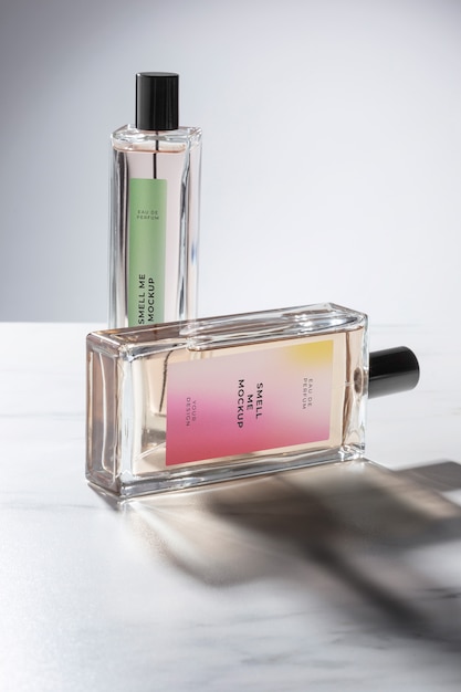 Caustic glass packaging parfume mockup