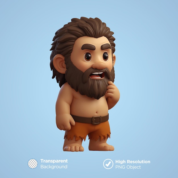 PSD caveman thinking 3d illustration