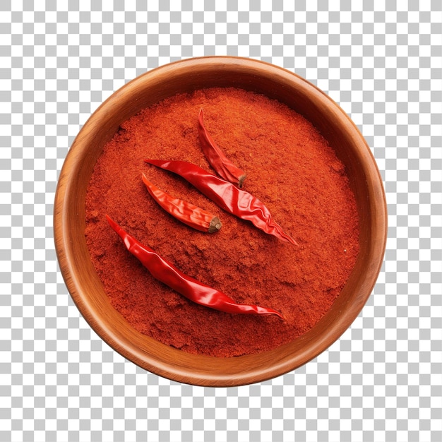 Cayenne pepper in bowl isolated on white background