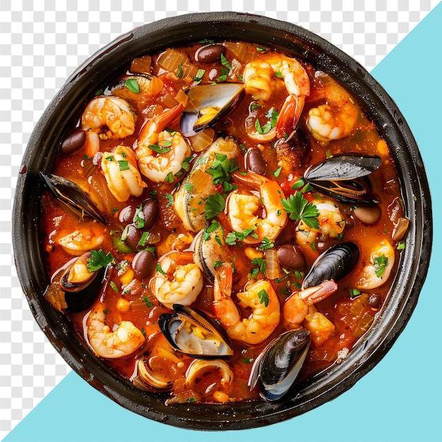 PSD cazuela de mariscos seafood stew transparent background isolated image generative ai