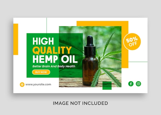 Cbd natural hemp oil social media banner or facebook cover