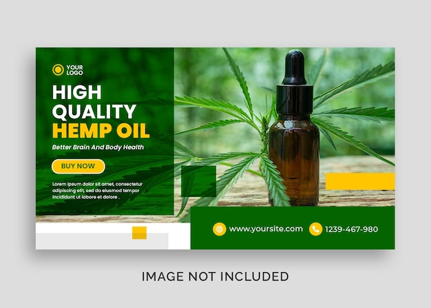 Cbd natural hemp oil social media banner or facebook cover