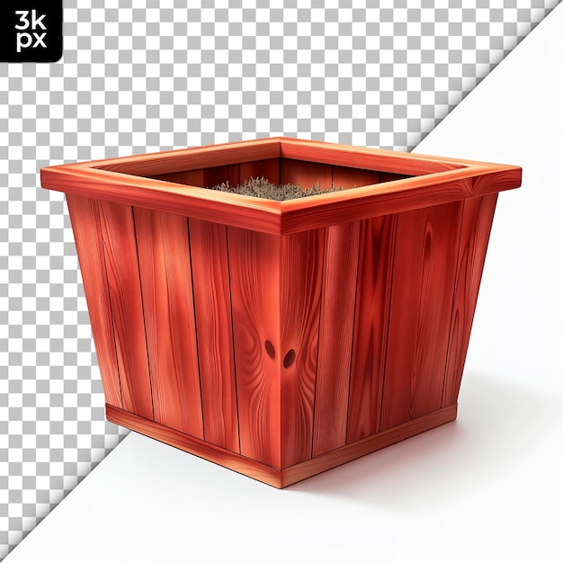 Cedar Garden Planter Isolated on Transparent Background