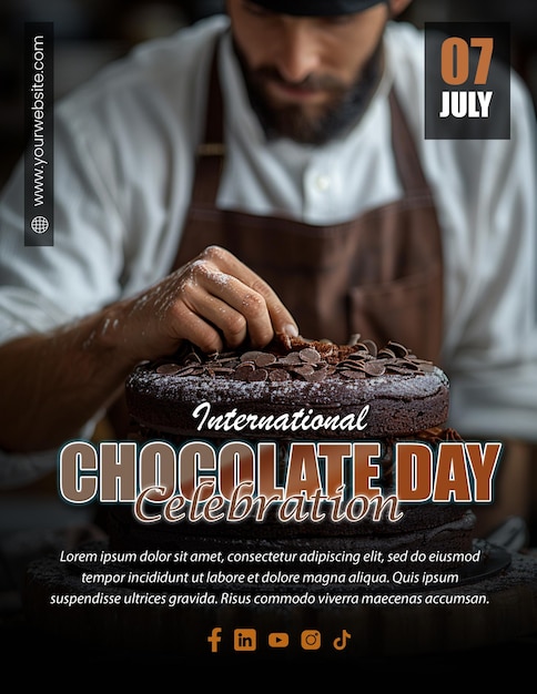 PSD celebrate with chocolate customizable international chocolate day flyer design