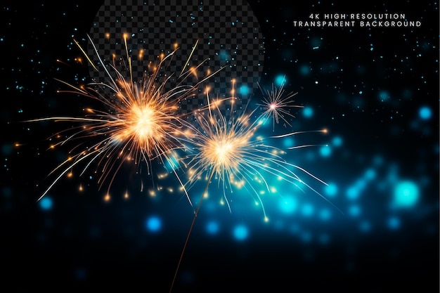 Celebrate with dazzling fireworks sparklers and pyrotechnic magic transparent background