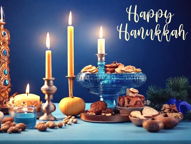 PSD celebrating hanukkah with decorative candle