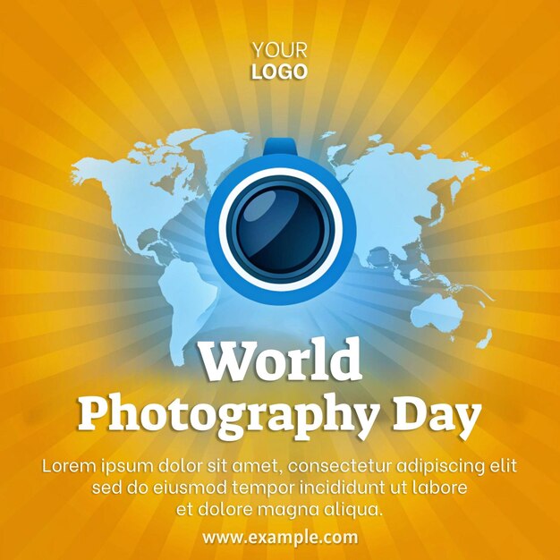 PSD celebrating world photography day with a vibrant graphic design and a global theme