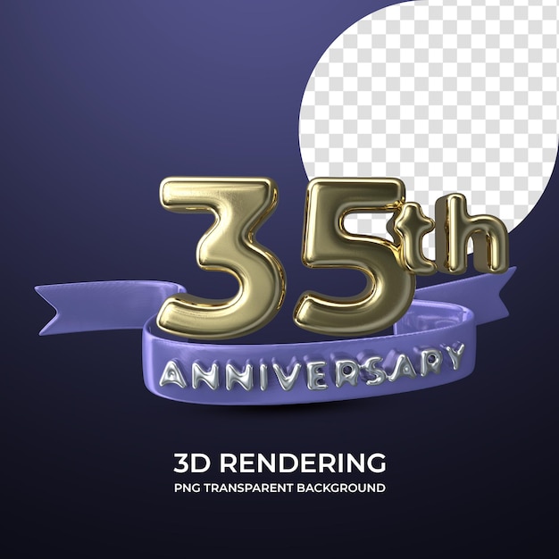 Celebration 35th anniversary 3d rendering isolated transparent background