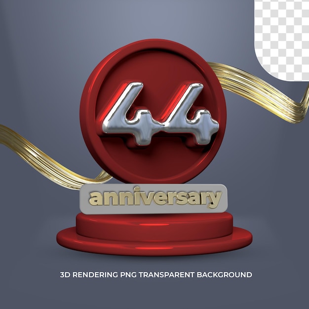 PSD celebration 44 anniversary poster template 3d render transparent background