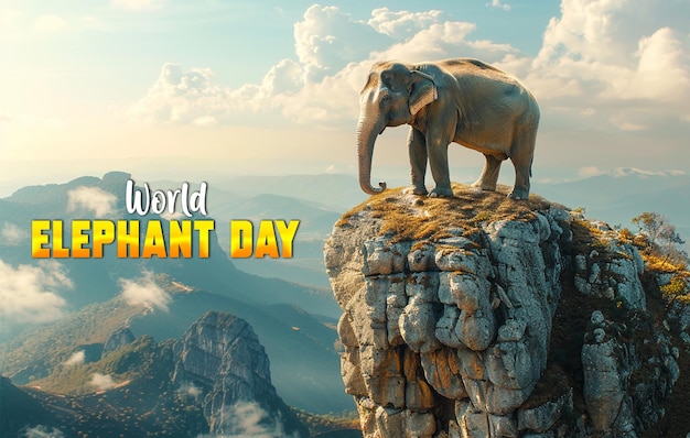 PSD celebration of world elephant day concept background design