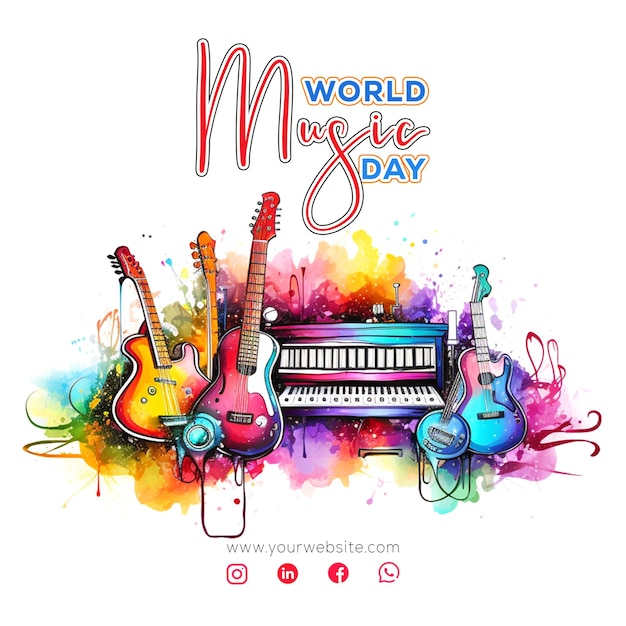 PSD celebration of world music day social media instagram post banner template design