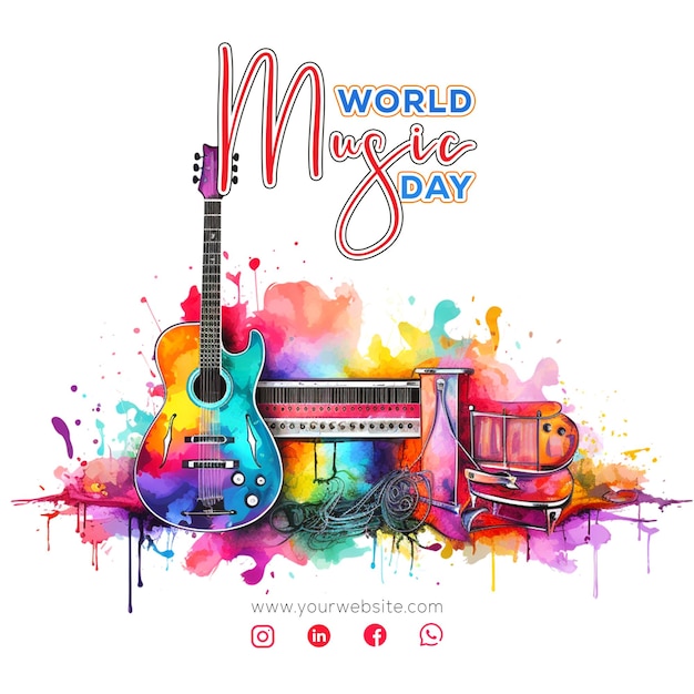 Celebration of World Music Day social media Instagram post banner template design