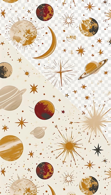 PSD celestialthemed fabric pattern in beige and gold style