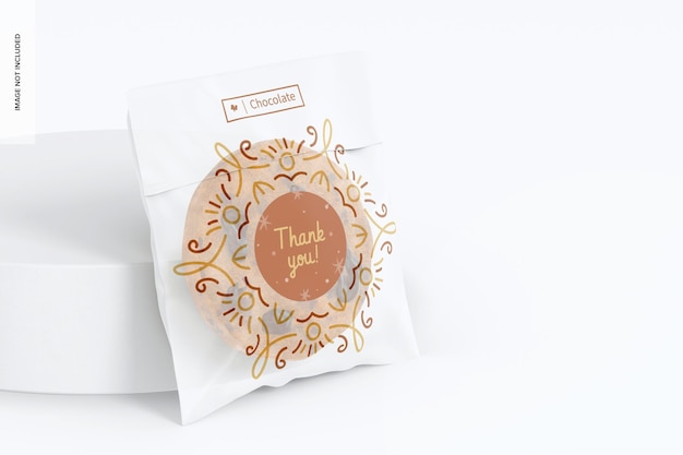 Cellophane Cookie Bag Mockup, Left View