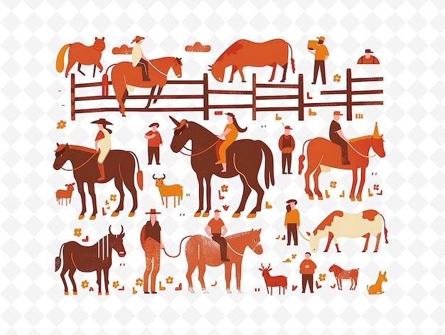 PSD centaur characters herding animals design is rustic and eart flat illustration festival theme art