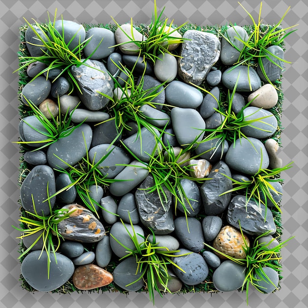 Centipede Tennturf With Multicolored Stone Pebbles and Blue Isolated Green Grass Texture Designs