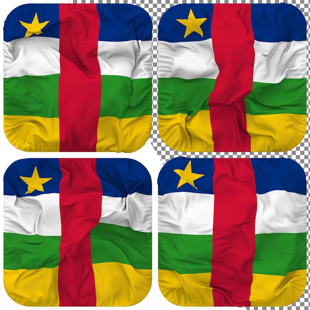 Central African Republic Flag Squire Shape Isolated Different Waving Style Bump Texture 3D Rendering