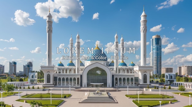 PSD central mosque of astana city with four minarets cathedral mosque