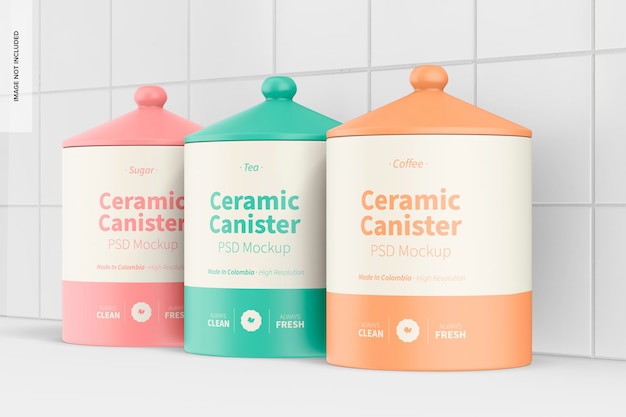 Ceramic Canisters with Lid Set Mockup