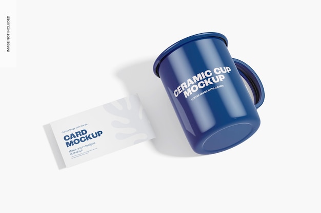 Ceramic Cup with Card Mockup