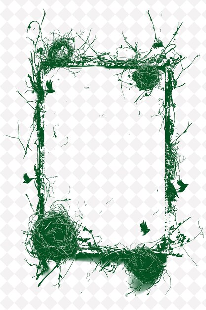 Ceramic Frame With Hand Knitted Strings and Bird Nest Decora PNG Creative Background Design