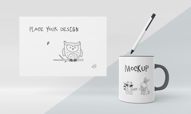 Ceramic mug mock-up with custom design