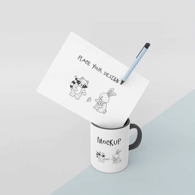 Ceramic mug mock-up with custom design