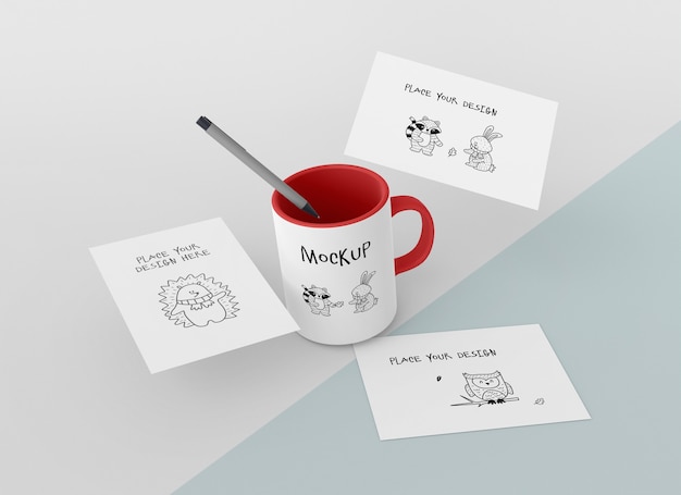 Ceramic mug mock-up with custom design