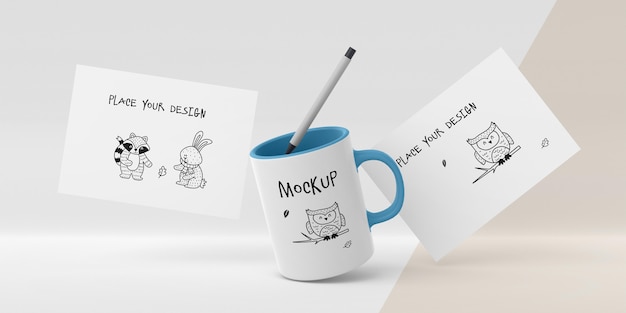 Ceramic mug mock-up with custom design