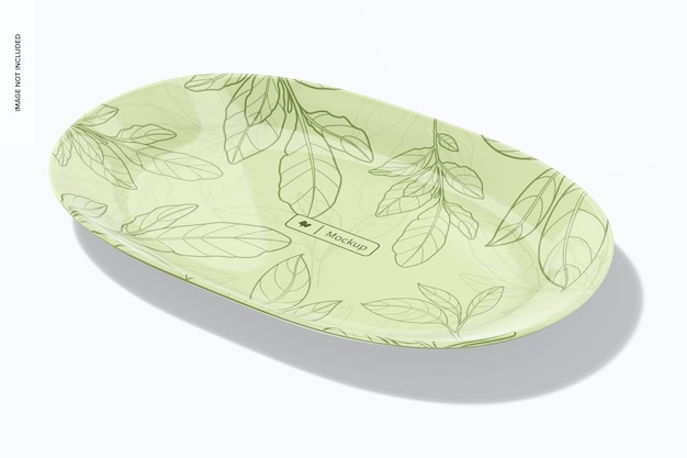 Ceramic Oval Plate Mockup, Left View