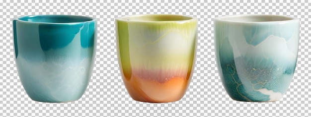 PSD ceramic plant pots isolated on transparent background