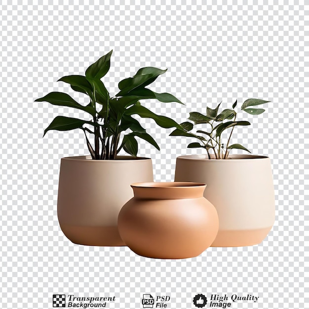 PSD ceramic trio pot sagaform beige isolated on transparent background