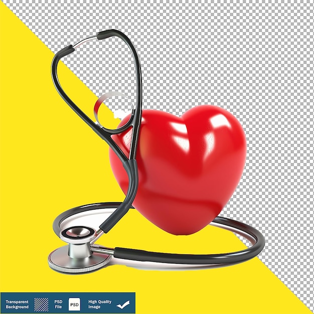 Certainly Here is the title with the specified text Healthy Heart with Stethoscope PNG PSD Transp