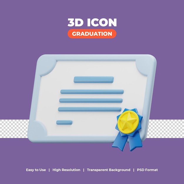 Certificate of appreciation with 3d render icon illustration