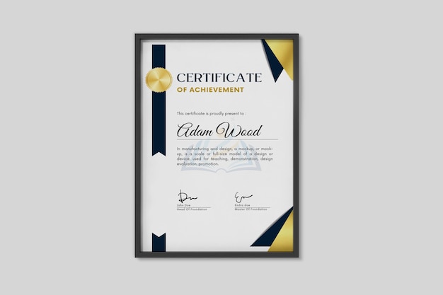 PSD certificate mockup psd template